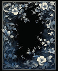 Dark Elegant Floral Scroll Pattern Rug