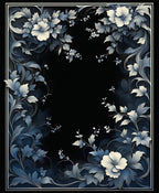 Dark Elegant Floral Scroll Pattern Rug