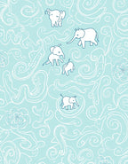 Whimsical Elephant Swirl Pattern Design Rug