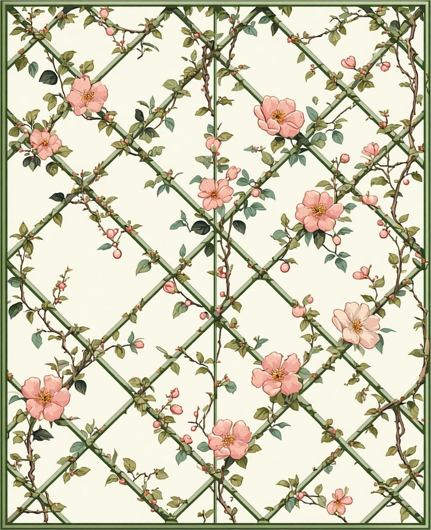 Trellis Floral Vine Pattern Rug
