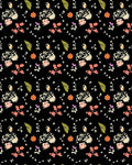 Whimsical Floral Swirl Doodle On Black Rug