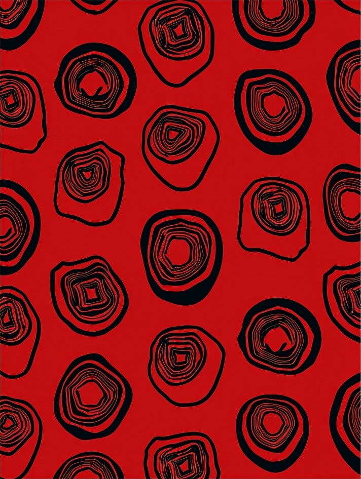 Abstract Red Organic Shape Pattern Rug