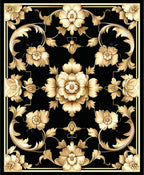Golden Floral Scrollwork Pattern Rug