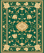 Emerald Gold Floral Medallion Rug
