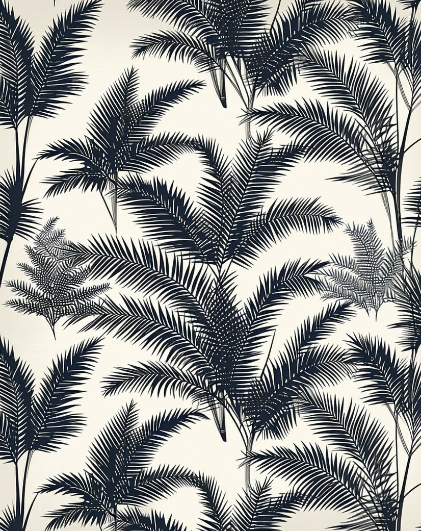 Dark Palm Frond Pattern Rug