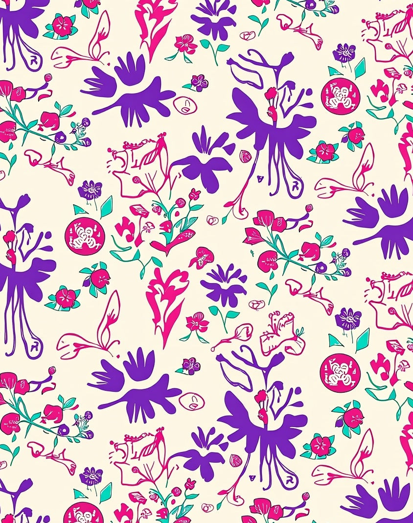 Vibrant Floral Silhouette Pattern Rug