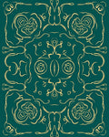 Emerald Gold Ornate Floral Swirl Rug