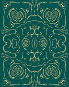 Emerald Gold Ornate Floral Swirl Rug