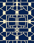 Deep Blue Geometric Garden Lattice Rug