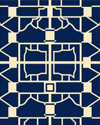 Deep Blue Geometric Garden Lattice Rug