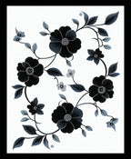 Elegant Black Floral Vine Pattern Rug
