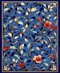 Classic Floral Blue Gold Design Rug