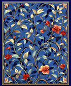 Classic Floral Blue Gold Design Rug