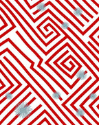 Red Labyrinth Starburst Rug