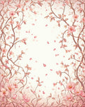 Delicate Pink Blossom Branch Pattern Rug