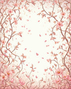 Delicate Pink Blossom Branch Pattern Rug