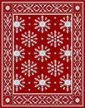 Red Snowflake Festive Border Rug