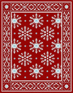 Red Snowflake Festive Border Rug