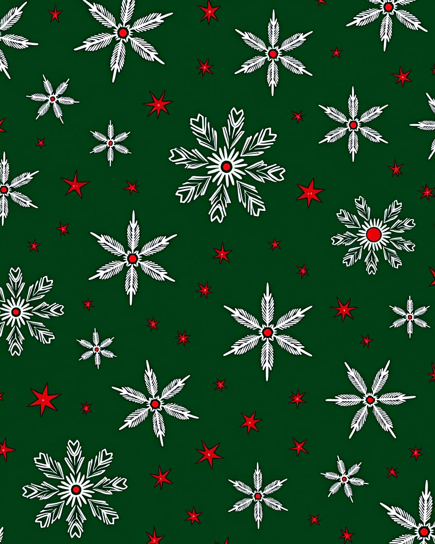 Festive White Snowflake Red Star Rug