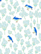 Blue Birds Among Delicate Greenery Rug