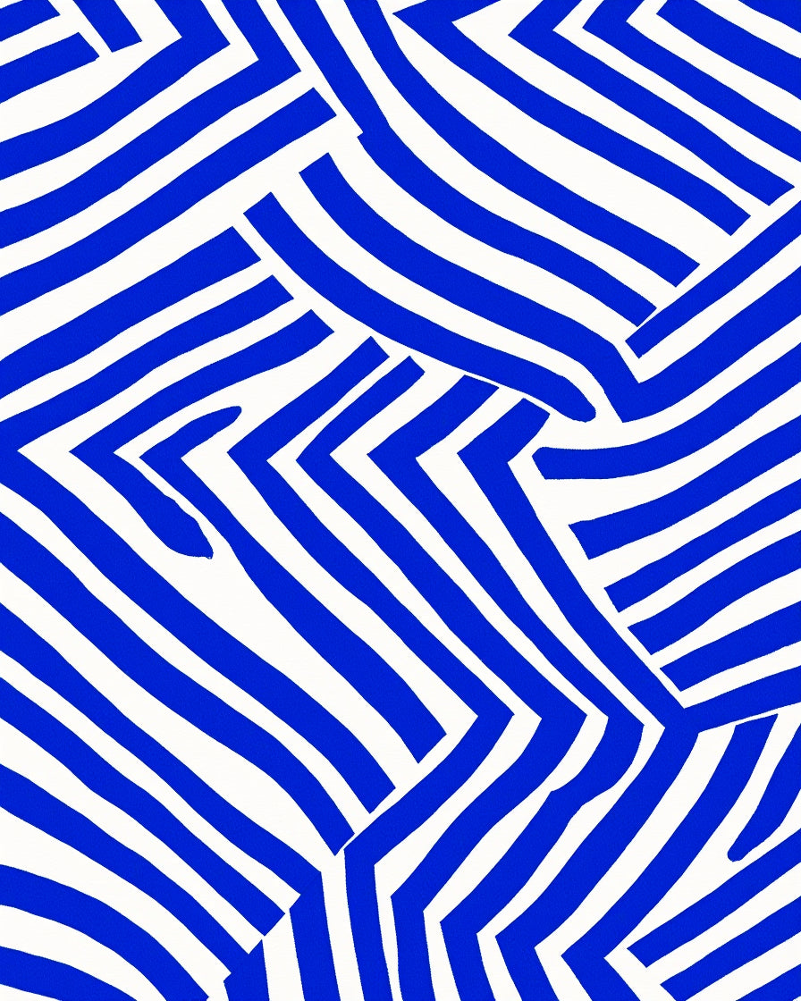 Abstract Blue White Geometric Lines Rug