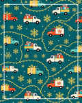 Holiday Trucks With Presents Snowflakes Rug