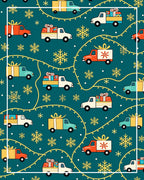 Holiday Trucks With Presents Snowflakes Rug