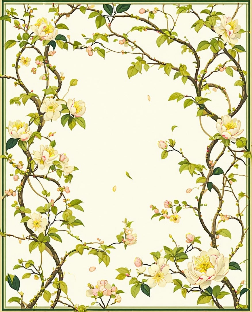 Delicate Floral Branch Artwork Rug