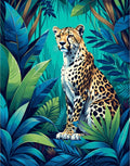 Jungle Cheetah Tropical Lush Design Rug