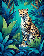 Jungle Cheetah Tropical Lush Design Rug
