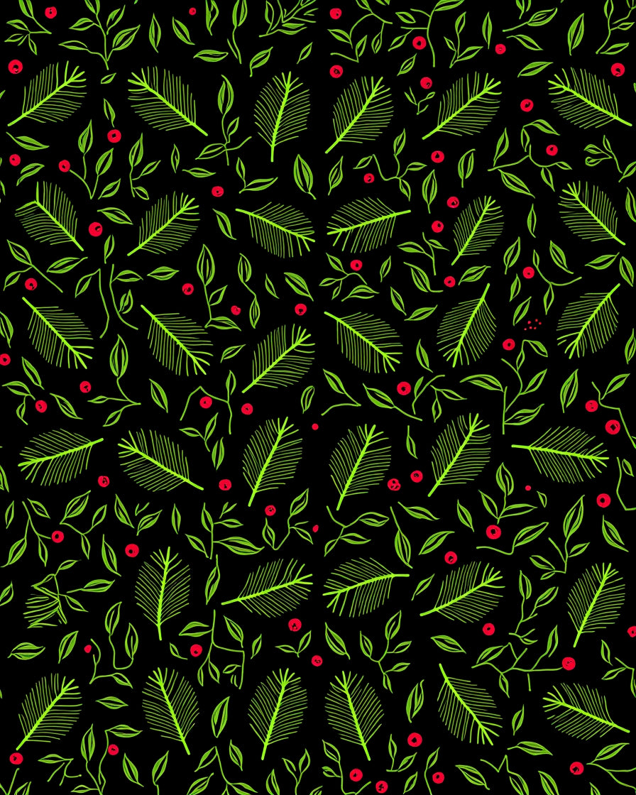 Verdant Frond Berry Scatter Rug