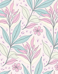 Pastel Petal And Leaf Pattern Rug