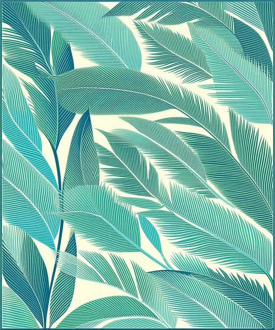 Tropical Leaf Pattern Vivid Tones Rug