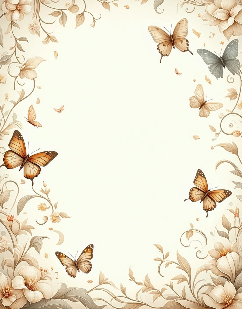 Elegant Floral Butterfly Art Rug