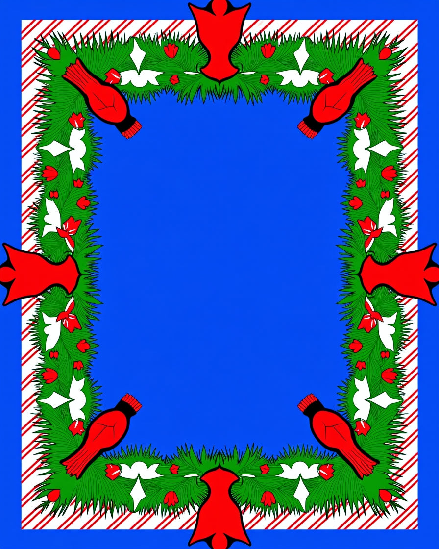 Red Cardinal Christmas Swag Garland Rug