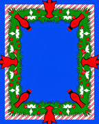 Red Cardinal Christmas Swag Garland Rug