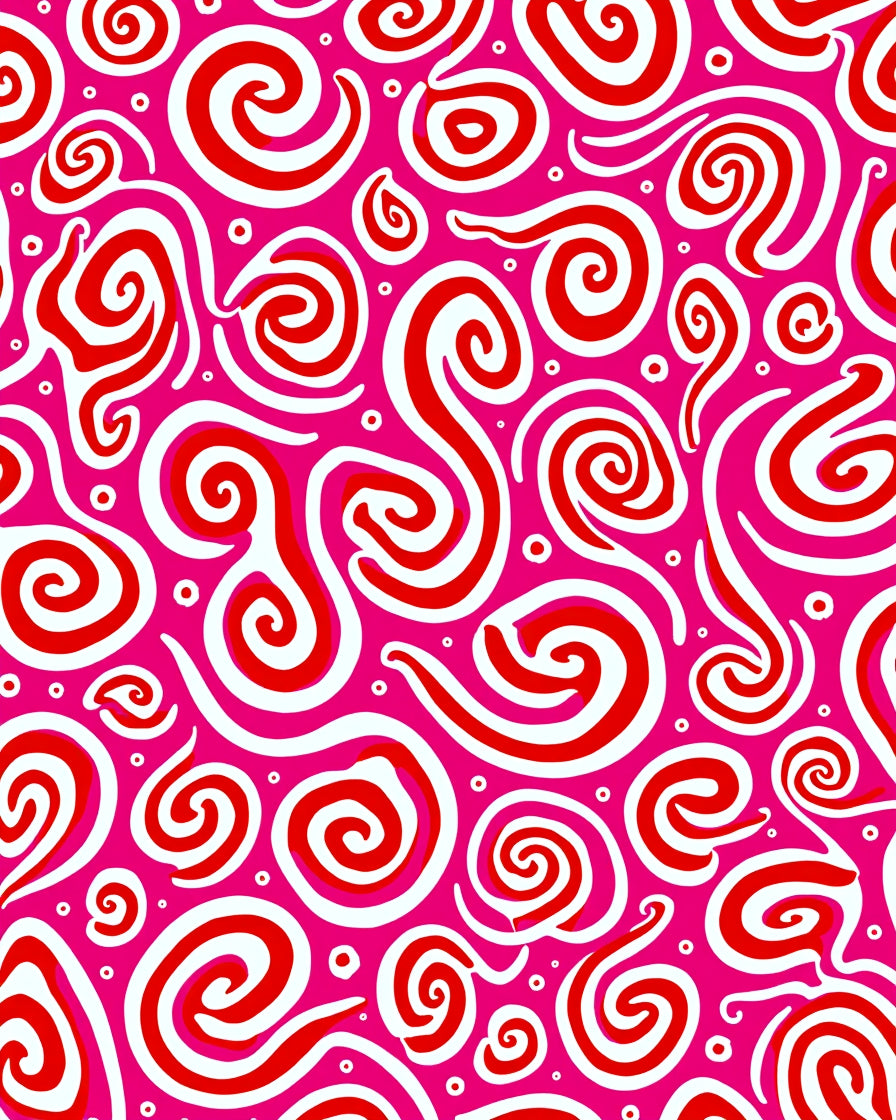 Vibrant Pink Swirls and Dots Rug