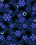 Whimsical Black Cat Floral Pattern Rug