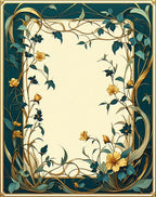 Floral Vines with Teal Gold Border Rug
