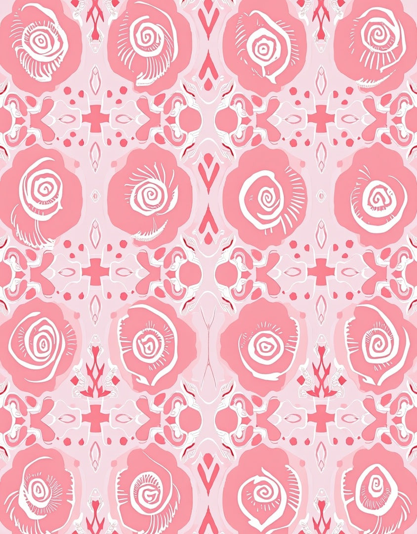Pink Floral Abstract Pattern Rug
