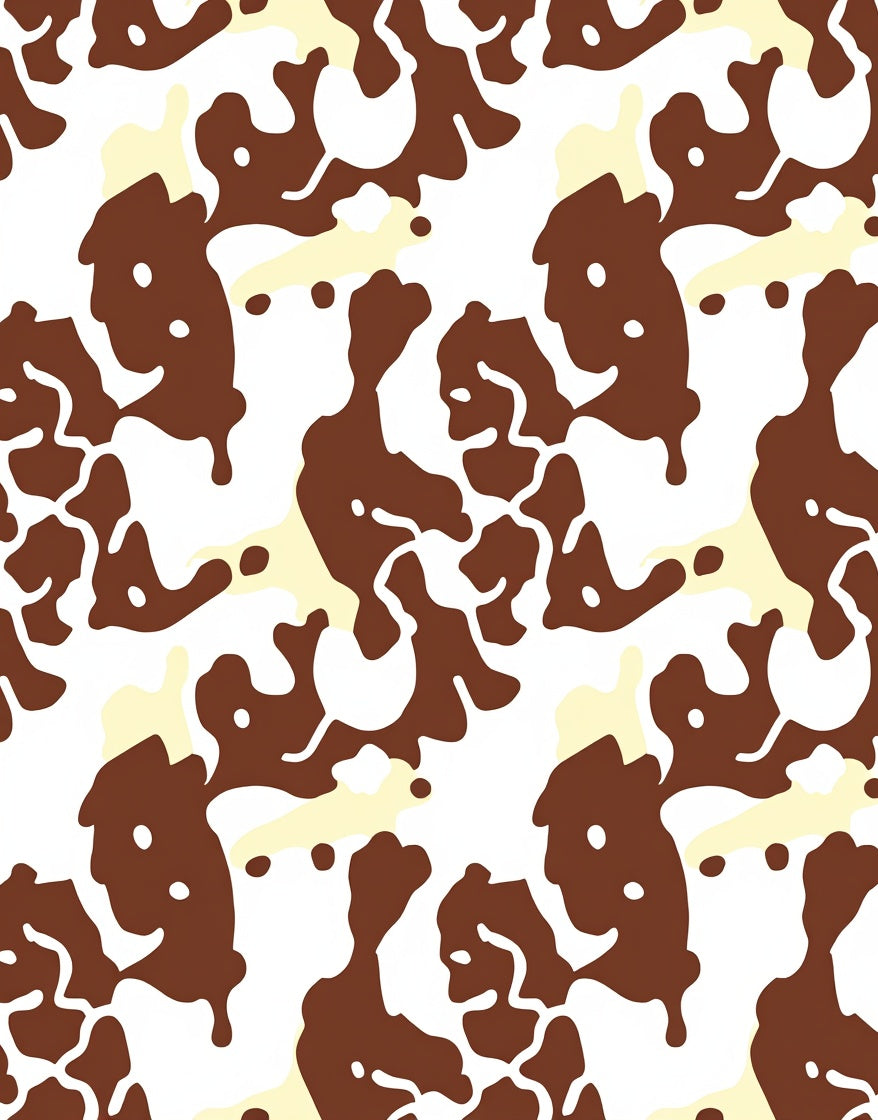 Abstract Brown Cream Splatter Pattern Rug