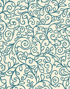 Teal Vine Swirl Pattern Rug
