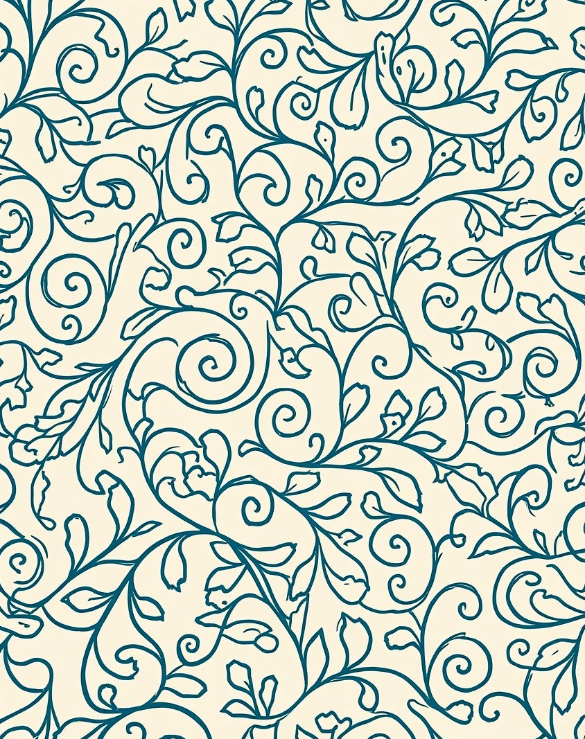 Teal Vine Swirl Pattern Rug