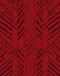 Deep Red Scripted Stripe Pattern Rug