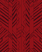 Deep Red Scripted Stripe Pattern Rug