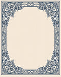 Ornate Blue Vine Scroll Border Design Rug