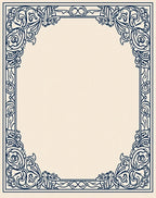 Ornate Blue Vine Scroll Border Design Rug