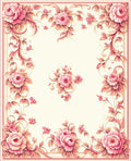 Pink Floral Border with Delicate Blossoms Rug
