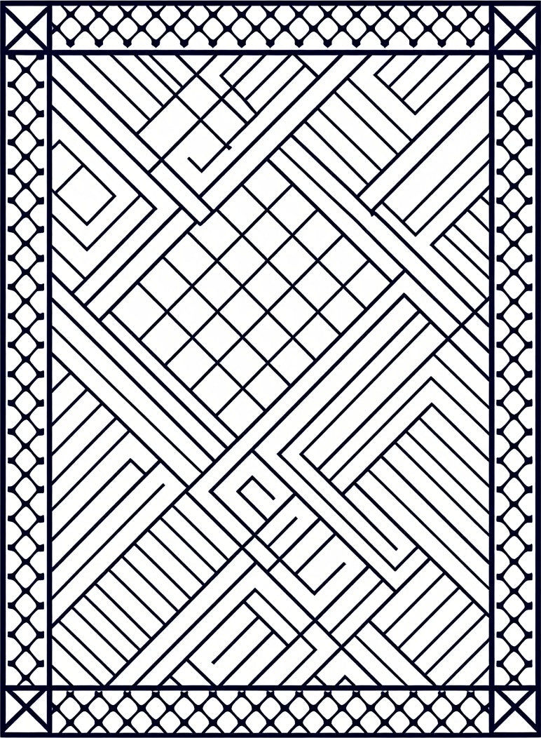 Art Deco Geometric Line Pattern Rug