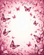 Whimsical Pink Butterfly Floral Design Rug